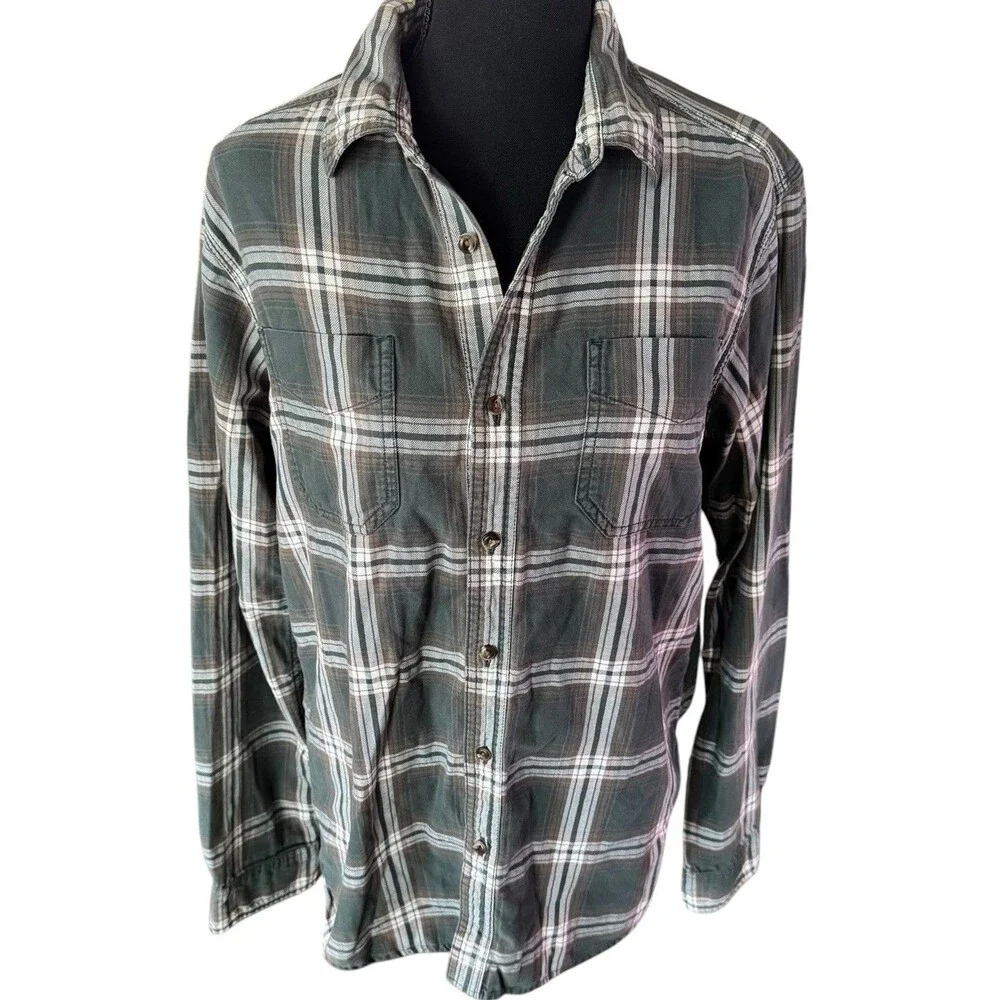 The North Face Purple Label Men’s Small Plaid Flannel Button Down Shirt Green